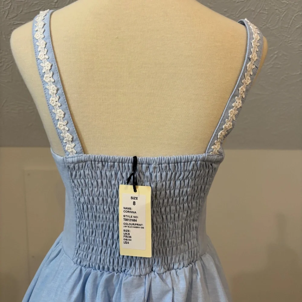 NWT! Lindy Bop Corinna Dress with Embroidered Flowers XS - Picture 4 of 12